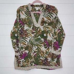 Charter Club Floral Tunic 100% Cotton.‎ Size:  16.
